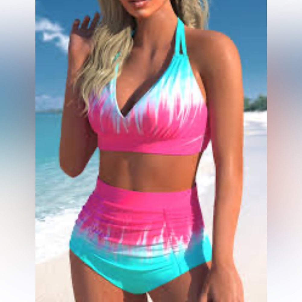 Rotita Pink and Blue Ombre Women's Swim Set size XL